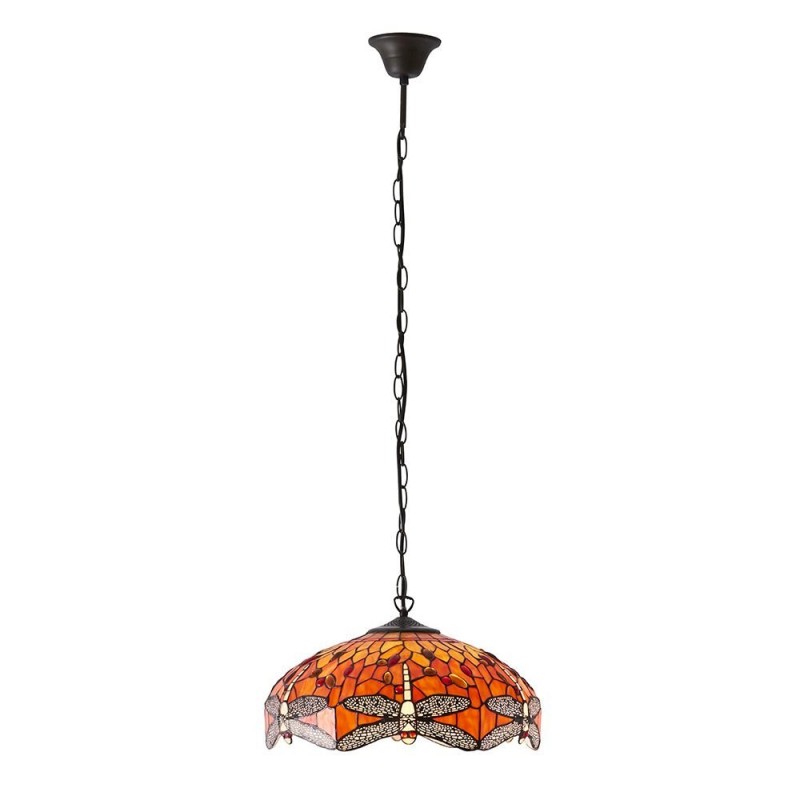 Ceiling Lights - Dragonfly Flame - Tiffany Glass & Dark Bronze 3 Light Pendant Interiors1900-64081 - Dragonfly Flame - Tiffany Glass & Dark Bronze 3 Light Pendant