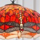 Interiors1900-64082 - Dragonfly Flame - Satin Black 3 Light Large Pendant with Tiffany Glass