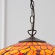 Interiors1900-64082 - Dragonfly Flame - Satin Black 3 Light Large Pendant with Tiffany Glass
