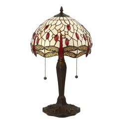 Dragonfly Beige - Tiffany Glass & Dark Bronze Table Lamp Dragonfly Beige - Tiffany Glass & Dark Bronze Table Lamp