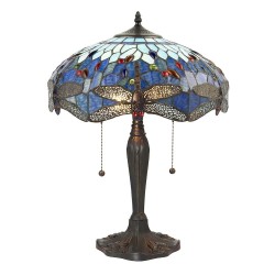 Dragonfly - Tiffany Glass & Dark Bronze Medium Table Lamp Dragonfly - Tiffany Glass & Dark Bronze Medium Table Lamp
