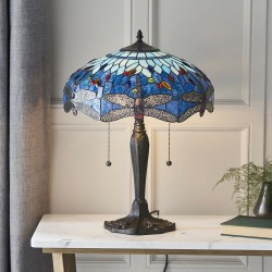 Dragonfly - Tiffany Glass & Dark Bronze Medium Table Lamp Dragonfly - Tiffany Glass & Dark Bronze Medium Table Lamp
