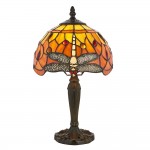 Dragonfly Flame - Tiffany Glass & Dark Bronze Mini Table Lamp Dragonfly Flame - Tiffany Glass & Dark Bronze Mini Table Lamp