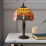 Dragonfly Flame - Tiffany Glass & Dark Bronze Mini Table Lamp Dragonfly Flame - Tiffany Glass & Dark Bronze Mini Table Lamp