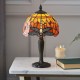 Interiors1900-64091 - Dragonfly Flame - Tiffany Glass & Dark Bronze Mini Table Lamp