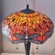 Interiors1900-64093 - Dragonfly Flame - Satin Black 2 Light Medium Table Lamp with Tiffany Glass