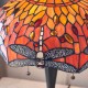 Interiors1900-64093 - Dragonfly Flame - Satin Black 2 Light Medium Table Lamp with Tiffany Glass