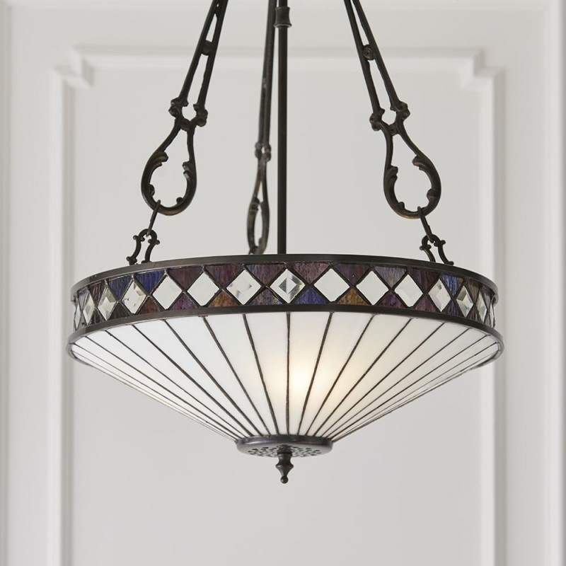 Interiors1900-64146 - Fargo - Tiffany Glass & Dark Bronze 3 Light Pendant