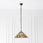 Hector - Tiffany Glass & Dark Bronze Pendant Hector - Tiffany Glass & Dark Bronze Pendant
