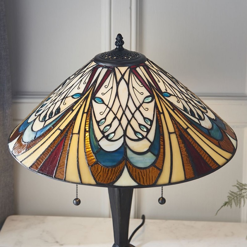 Interiors1900-64163 - Hector - Tiffany Glass & Dark Bronze Medium Table Lamp