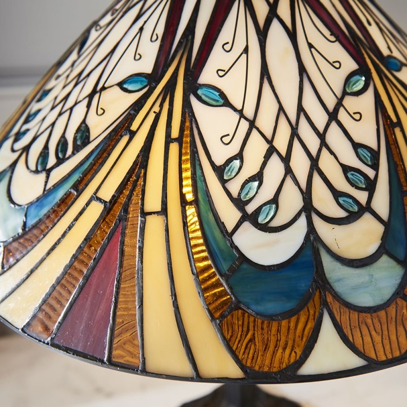 Interiors1900-64163 - Hector - Tiffany Glass & Dark Bronze Medium Table Lamp