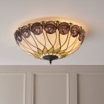 Hutchinson - Tiffany Glass & Dark Bronze 2 Light Flush Hutchinson - Tiffany Glass & Dark Bronze 2 Light Flush