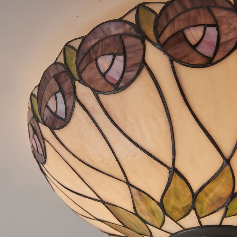 Interiors1900-64173 - Hutchinson - Tiffany Glass & Dark Bronze 2 Light Flush
