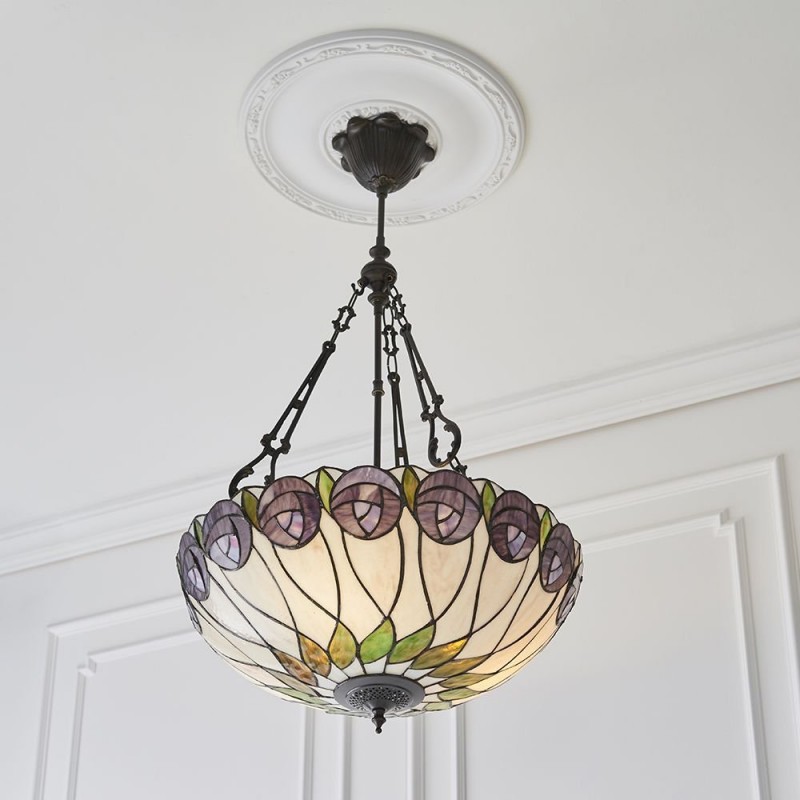 Ceiling Lights - Hutchinson - Tiffany Glass & Dark Bronze Large Pendant Interiors1900-64174 - Hutchinson - Tiffany Glass & Dark Bronze Large Pendant