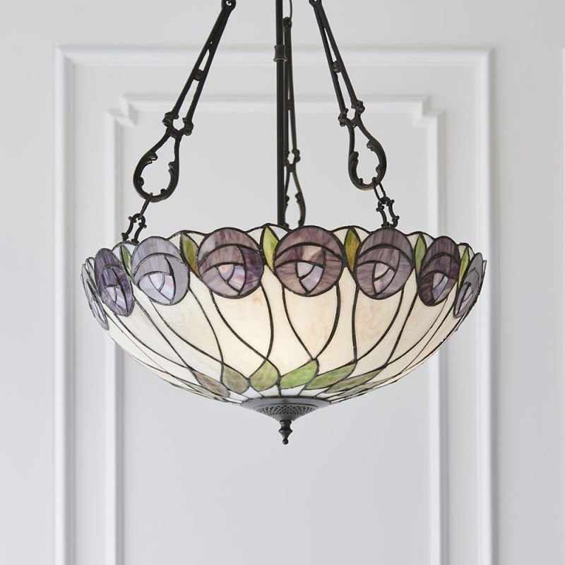 Ceiling Lights - Hutchinson - Tiffany Glass & Dark Bronze Large Pendant Interiors1900-64174 - Hutchinson - Tiffany Glass & Dark Bronze Large Pendant