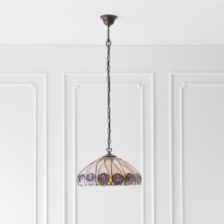 Hutchinson - Satin Black Pendant with Tiffany Glass