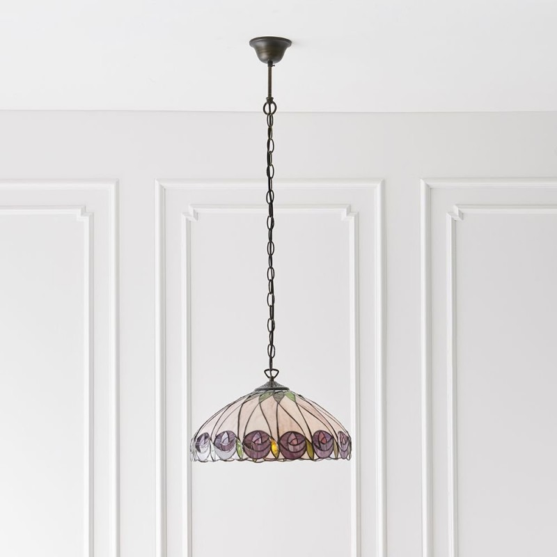 Ceiling Lights - Hutchinson - Tiffany Glass & Dark Bronze Medium Pendant Interiors1900-64176 - Hutchinson - Tiffany Glass & Dark Bronze Medium Pendant