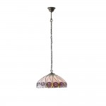 Hutchinson - Satin Black Pendant with Tiffany Glass