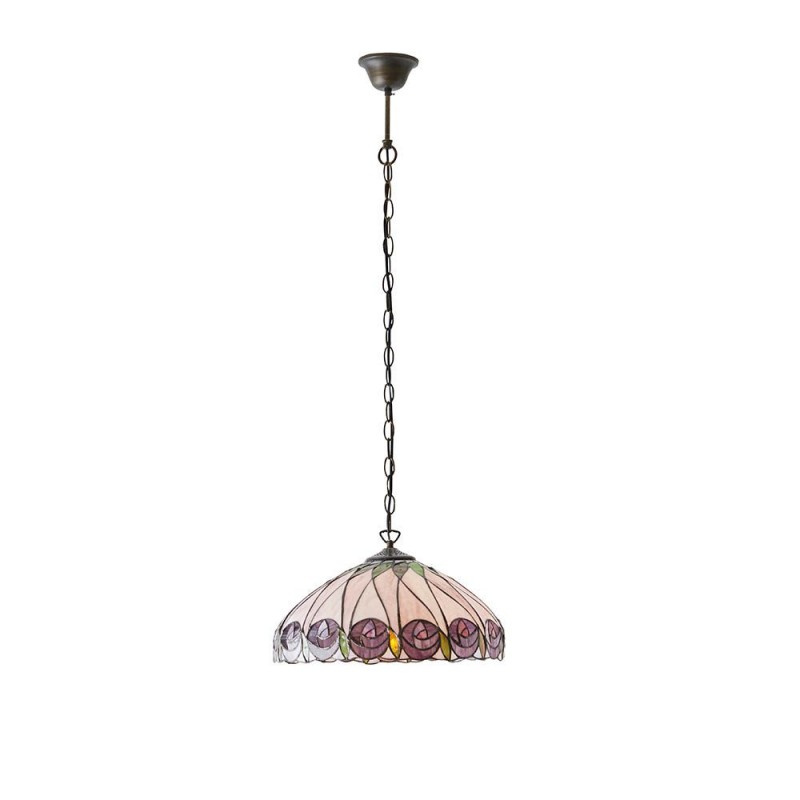 Interiors1900-64176 - Hutchinson - Satin Black Pendant with Tiffany Glass