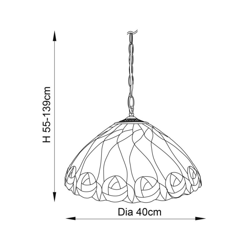 Interiors1900-64176 - Hutchinson - Satin Black Pendant with Tiffany Glass