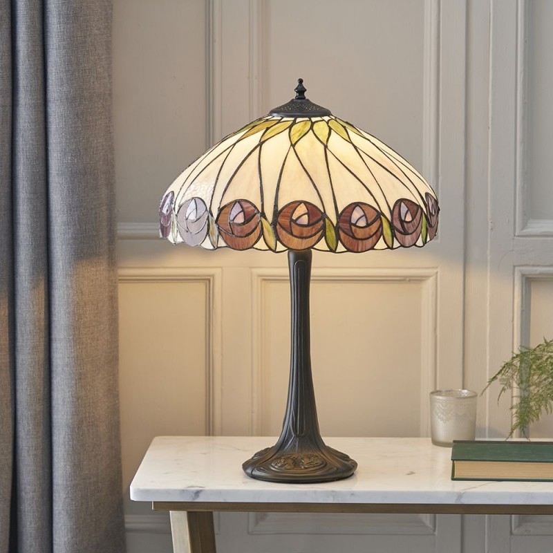 Interiors1900-64177 - Hutchinson - Tiffany Glass & Dark Bronze Medium Table Lamp