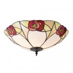 Ingram - Satin Black 2 Light Flush with Tiffany Glass