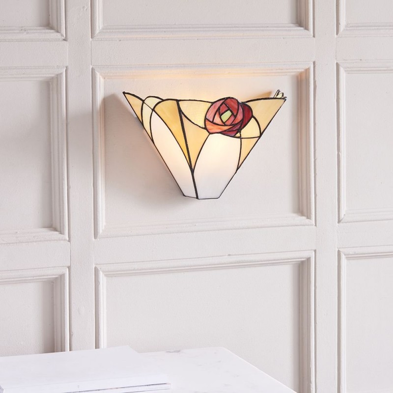 Interiors1900-64186 - Ingram - Tiffany Glass & Black Wall Lamp