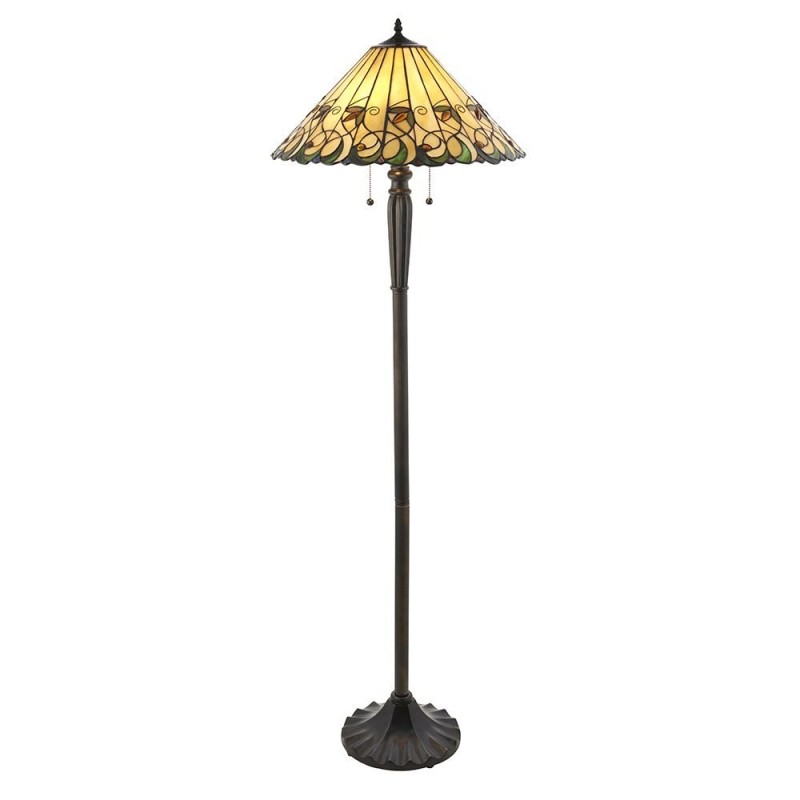 Interiors1900-64192 - Jamelia - Tiffany Glass & Dark Bronze Floor Lamp