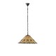 Interiors1900-64194 - Jamelia - Satin Black 3 Light Pendant with Tiffany Glass