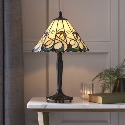 Jamelia - Tiffany Glass & Dark Bronze Small Table Lamp Jamelia - Tiffany Glass & Dark Bronze Small Table Lamp