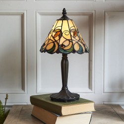 Jamelia - Tiffany Glass & Dark Bronze Mini Table Lamp Jamelia - Tiffany Glass & Dark Bronze Mini Table Lamp