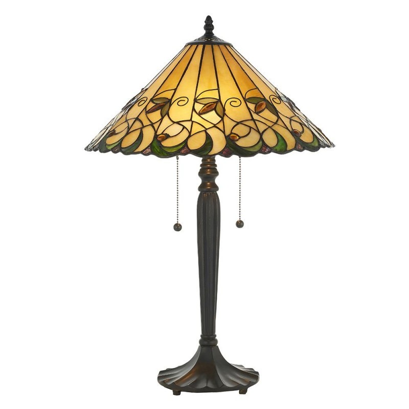 Table & Floor Lamp - Jamelia - Tiffany Glass & Dark Bronze Medium Table Lamp Interiors1900-64197 - Jamelia - Tiffany Glass & Dark Bronze Medium Table Lamp