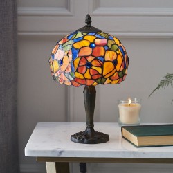 Josette - Tiffany Glass & Dark Bronze Small Table Lamp Josette - Tiffany Glass & Dark Bronze Small Table Lamp