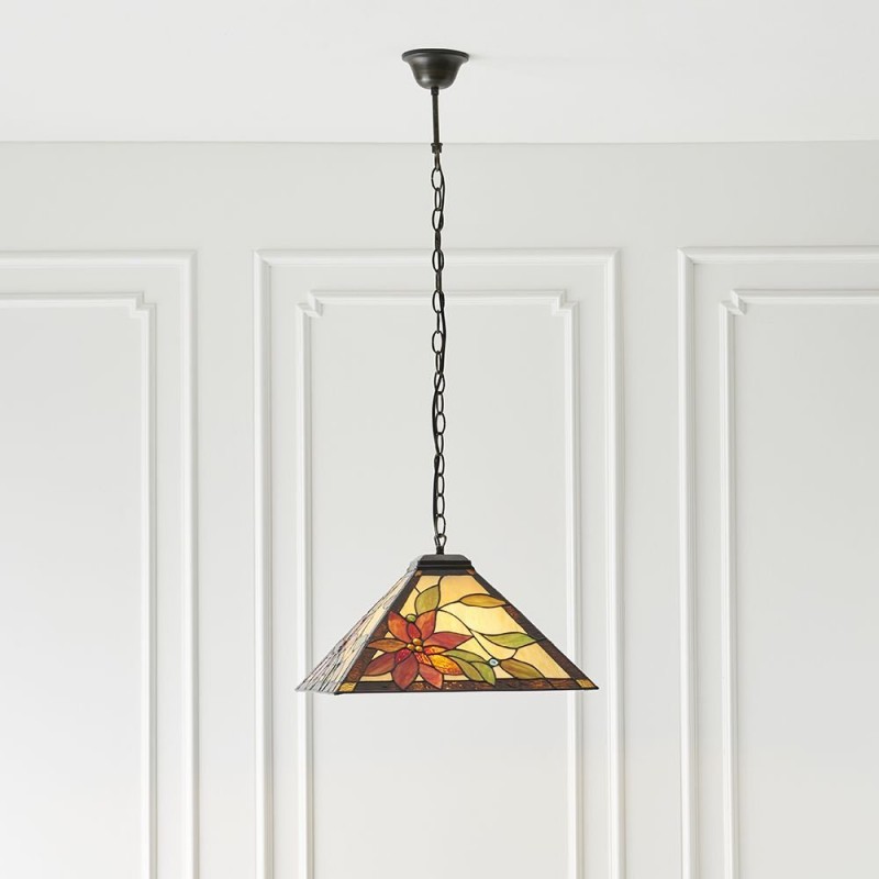 Interiors1900-64228 - Lelani - Tiffany Glass & Dark Bronze Medium Pendant
