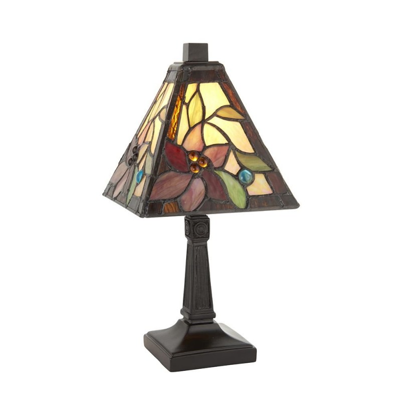 Interiors1900-64229 - Lelani - Tiffany Glass & Matt Black Mini Table Lamp