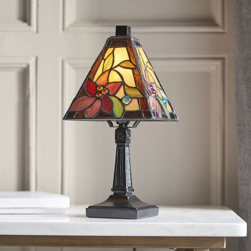 Interiors1900-64229 - Lelani - Tiffany Glass & Matt Black Mini Table Lamp