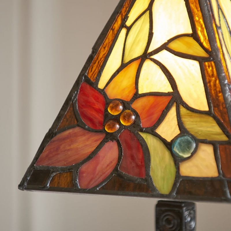 Interiors1900-64229 - Lelani - Tiffany Glass & Matt Black Mini Table Lamp