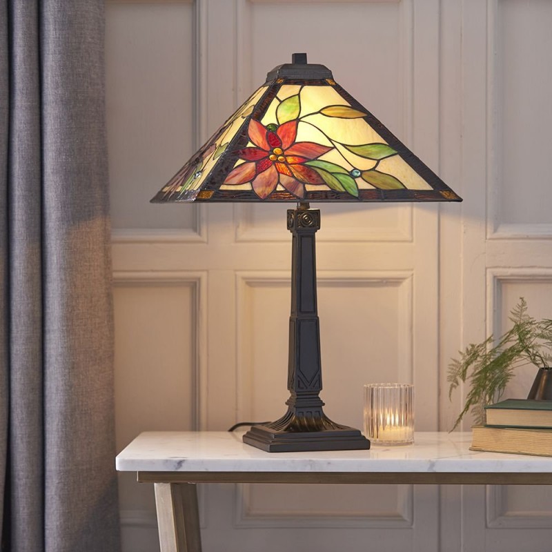 Interiors1900-64230 - Lelani - Tiffany Glass & Matt Black Medium Table Lamp