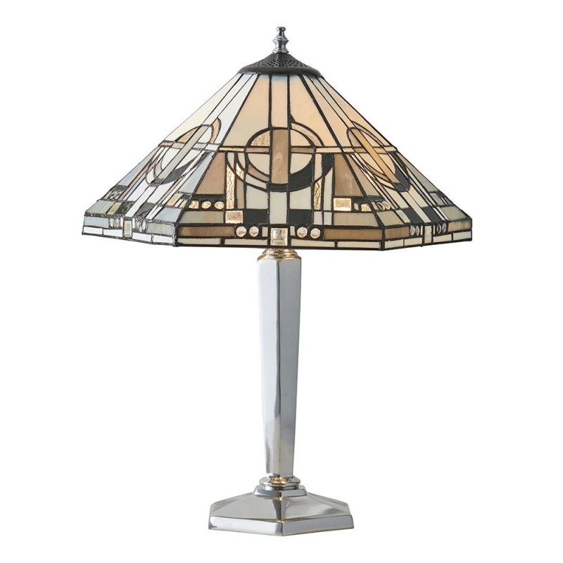 Interiors1900-64260 - Metropolitan - Tiffany Glass & Chrome Medium Table Lamp