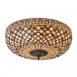 Mille Feux - Satin Black 2 Light Flush with Tiffany Glass