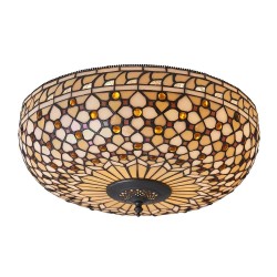 Mille Feux - Satin Black 2 Light Flush with Tiffany Glass