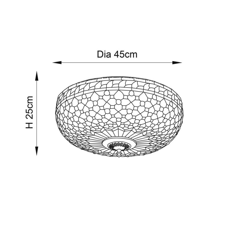 Interiors1900-64276 - Mille Feux - Satin Black 2 Light Flush with Tiffany Glass