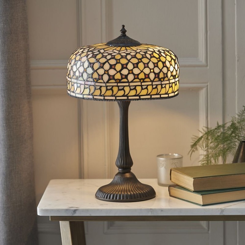 Table & Floor Lamp - Mille Feux - Tiffany Glass & Dark Bronze Medium Table Lamp Interiors1900-64278 - Mille Feux - Tiffany Glass & Dark Bronze Medium Table Lamp