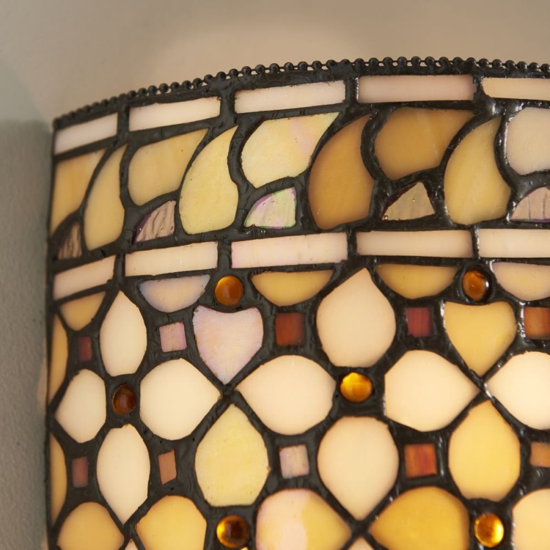 Interiors1900-64280 - Mille Feux - Tiffany Glass & Matt Black Wall Lamp