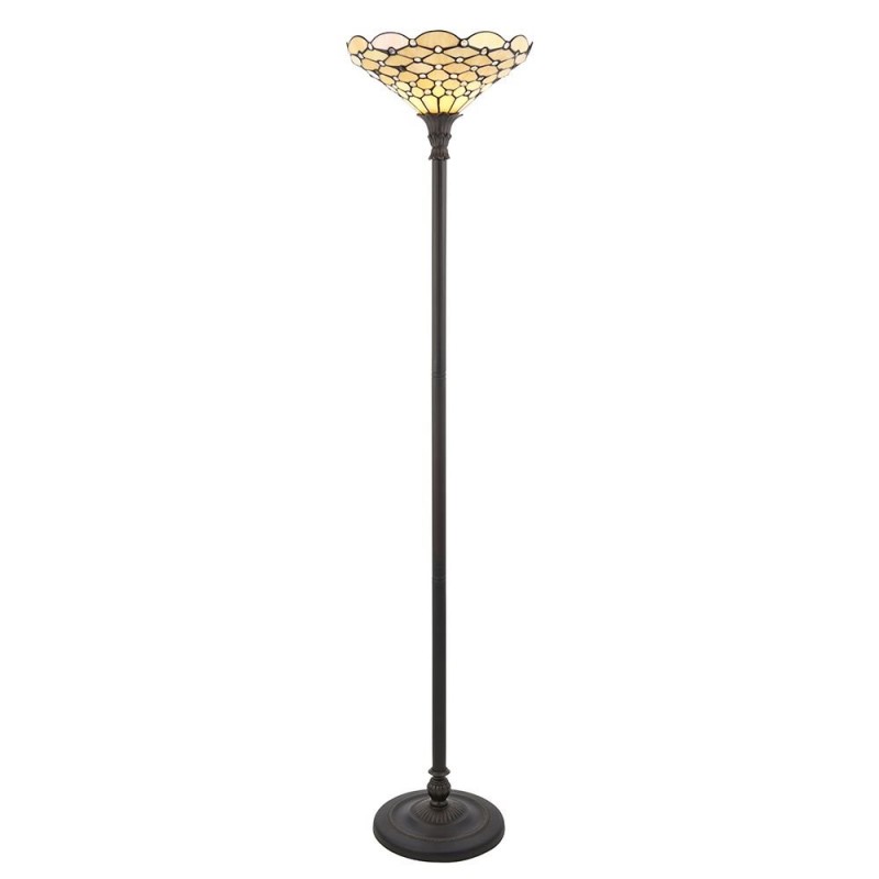 Interiors1900-64299 - Pearl - Tiffany Glass & Dark Bronze Uplighter Floor Lamp