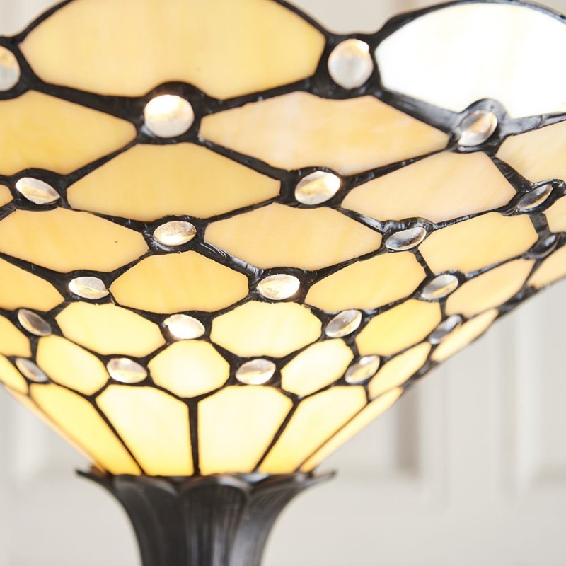 Interiors1900-64299 - Pearl - Tiffany Glass & Dark Bronze Uplighter Floor Lamp