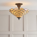 Pearl - Tiffany Glass & Dark Bronze Semi Flush Pearl - Tiffany Glass & Dark Bronze Semi Flush