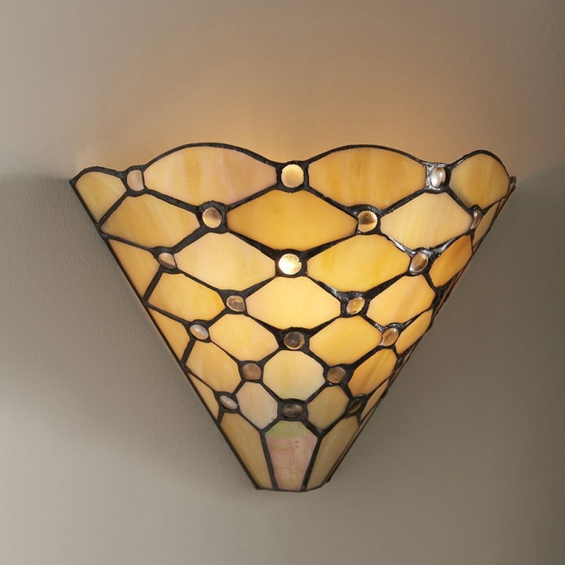 Interiors1900-64302 - Pearl - Tiffany Glass & Black Wall Lamp