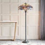 Sullivan - Satin Black 2 Light Floor Lamp with Tiffany Glass