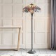 Interiors1900-64323 - Sullivan - Satin Black 2 Light Floor Lamp with Tiffany Glass